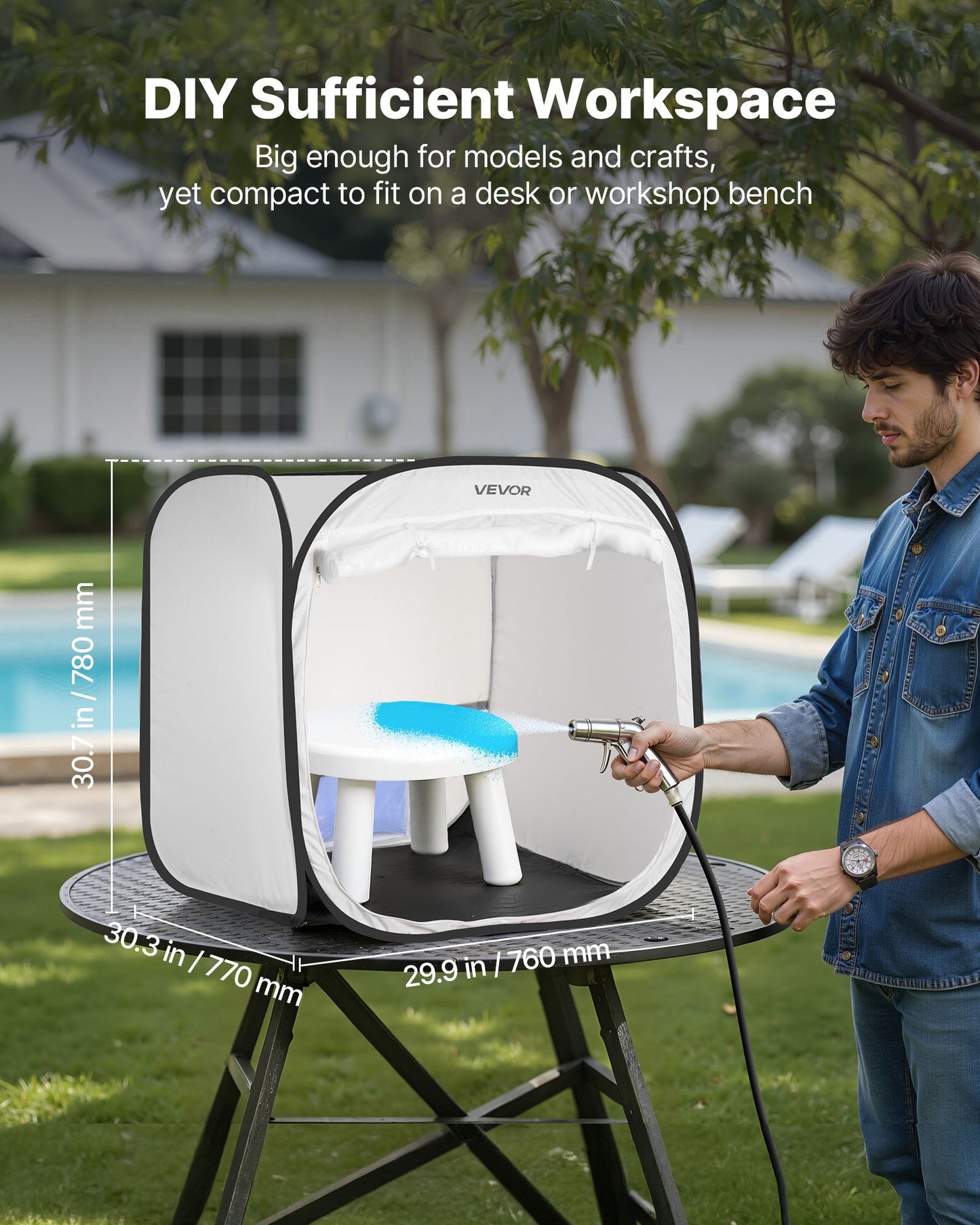 Portable Paint Booth Tent,720 x 725 x 750mm Pop-Up Portable Spray Paint Tent with Mesh Door, Spray Painting Tents for Cabinets, Chairs, Models, Tables, Pop-Up Design, Efficient Airflow