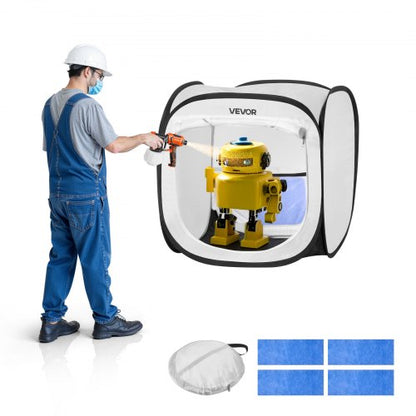 Bärbart målarbåststält, 405 x 405 x 430 mm, uppfällbart bärbart sprayfärgstält med nätdörr, spraymålningstält för små modeller, skulpturer, fotoramar, uppfällbar design, vattentålig