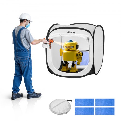 Bärbart målarbåststält, 405 x 405 x 430 mm, uppfällbart bärbart sprayfärgstält med nätdörr, spraymålningstält för små modeller, skulpturer, fotoramar, uppfällbar design, vattentålig