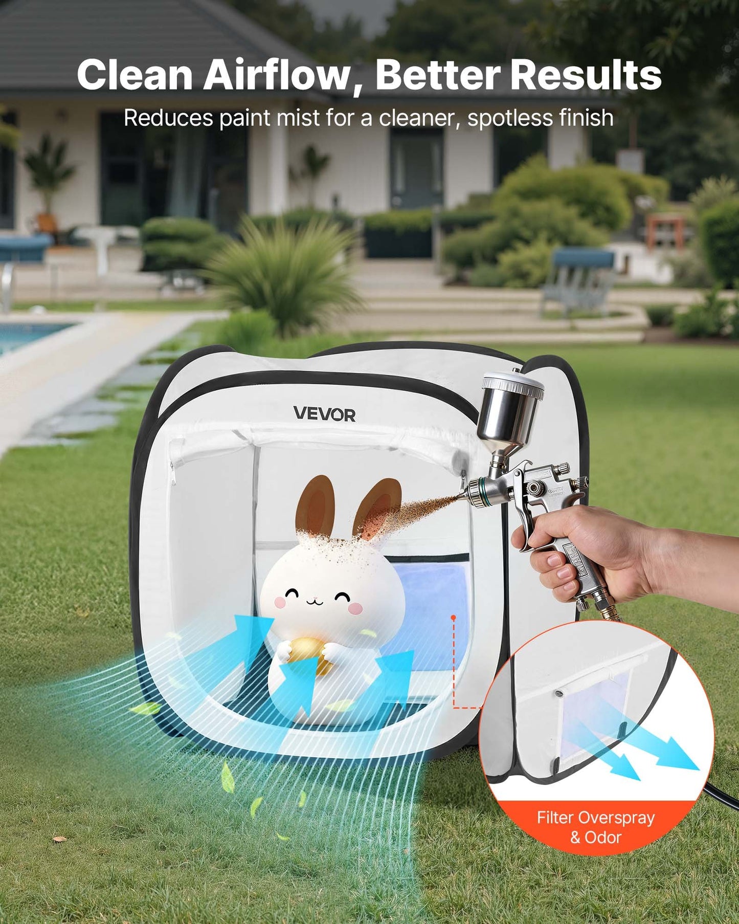 Bärbart målarbåststält, 405 x 405 x 430 mm, uppfällbart bärbart sprayfärgstält med nätdörr, spraymålningstält för små modeller, skulpturer, fotoramar, uppfällbar design, vattentålig