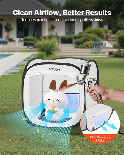 Bärbart målarbåststält, 405 x 405 x 430 mm, uppfällbart bärbart sprayfärgstält med nätdörr, spraymålningstält för små modeller, skulpturer, fotoramar, uppfällbar design, vattentålig