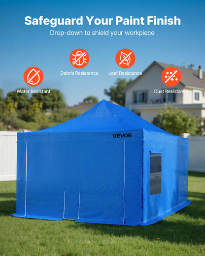 Portable Paint Booth Tent, 5870 x 3980 x 1780mm Portable Garage Spray Tent, Waterproof Spray Booth with Foldable Frame Design & 4 Mesh Side Windows for Auto Parts, Furniture, Car Painting