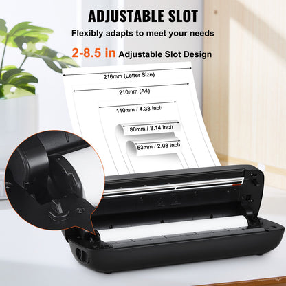 Portable Printer - 2600mAh Battery, 203 DPI, Bluetooth Inkless Mobile Printer for A4, A5 & 8.5" x 11" Thermal Paper, Compatible with iOS, Android & Laptop, Ideal for Travel, Office & Home Use