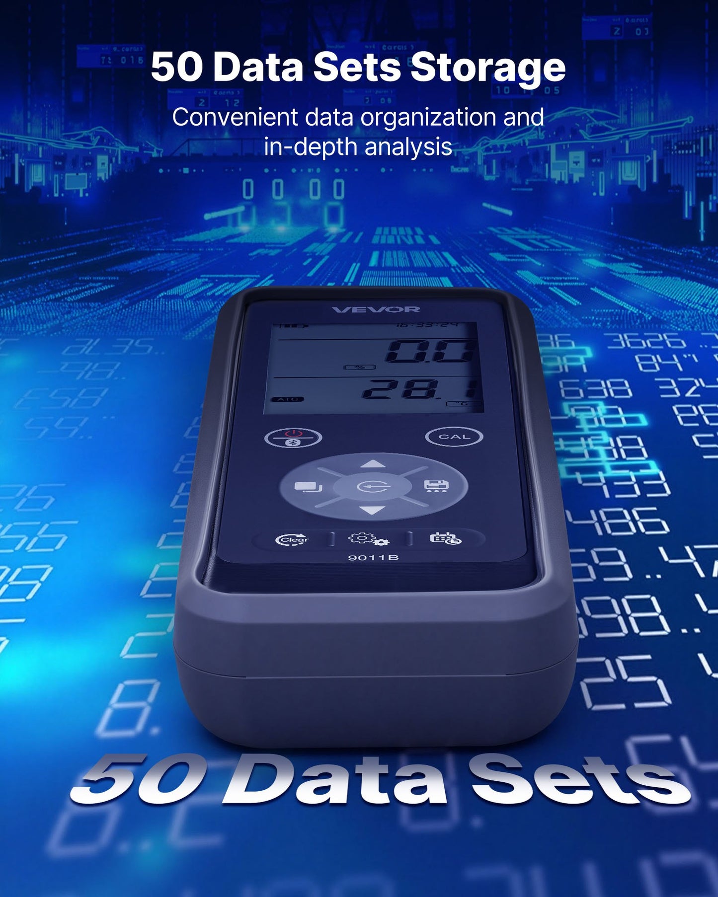 Dissolved Oxygen Meter, 0.0-50.0 mg/L Measurement Range, Portable Dissolved Oxygen Tester Kit with 4 m Electrode Cable, Bluetooth/USB Data Transfer, 750 Data Sets Storage, DO Meter for Ponds