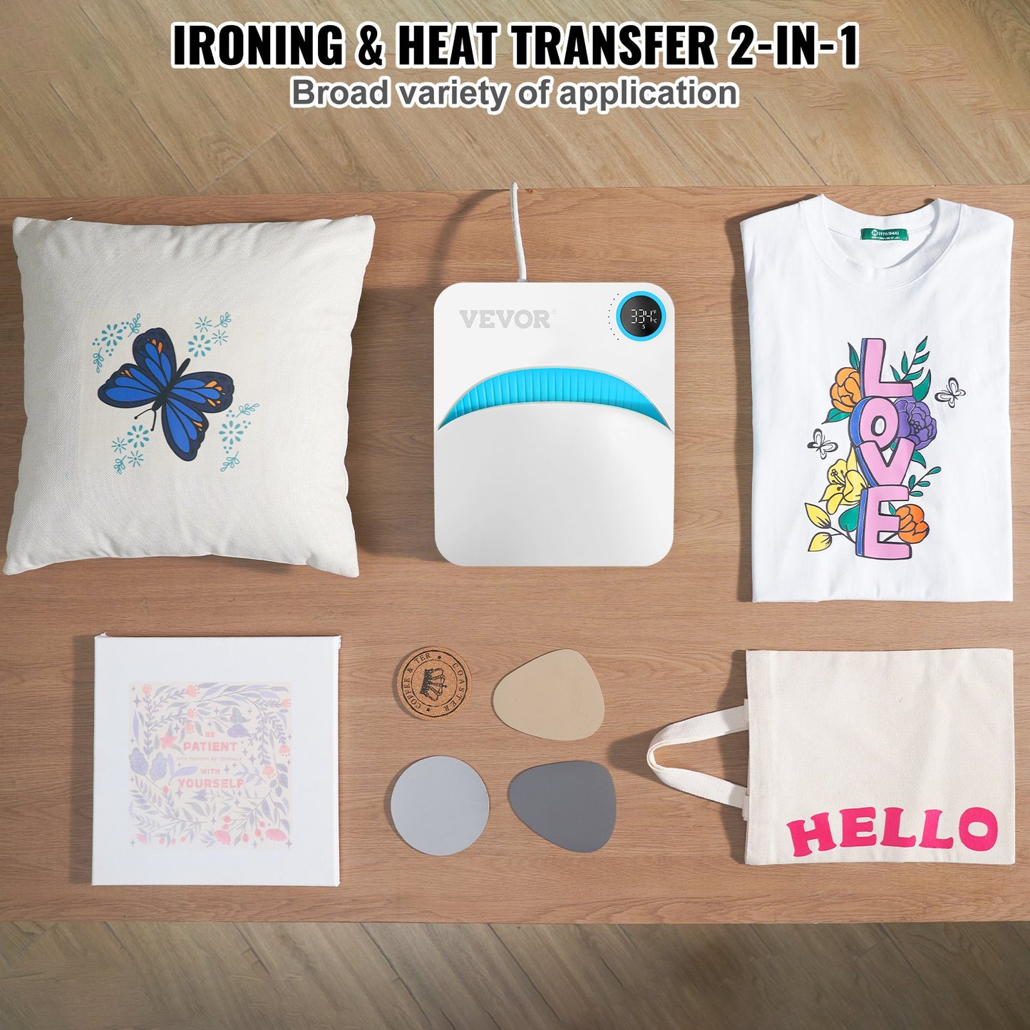 Heat Press 12 x 10 in/30.5 x 25.4 cm Portable Easy Press Sublimation Transfer DIY T-shirt