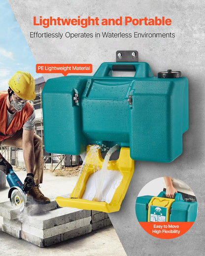 Portable Eye Wash Station 30L/8 Gal, OSHA-Approved Eyewash Station Wall-Mounted/On Flat Surface, Emergency Eye Wash Unit with 2 Sprays, First Aid Eyewash Units for Schools, Labs, Factories, Green