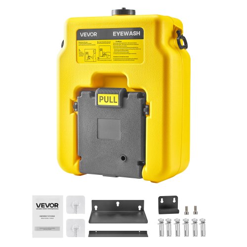 Portable Eye Wash Station 53L/14 Gal, OSHA-Approved Eyewash Station Wall-Mounted/On Flat Surface, Emergency Eye Wash Unit with 2 Sprays, First Aid Eyewash Units for Schools, Labs, Factories, Yellow