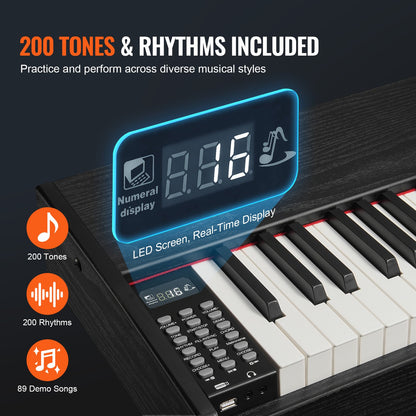 Weighted Digital Piano, 88 Key Fully Weighted Keys, Electric Piano Dual Keyboard & Speakers with Sustain Pedal Headphone 200 Tones & Rhythms, Support Bluetooth/USB/MIDI, for Beginners Teachers