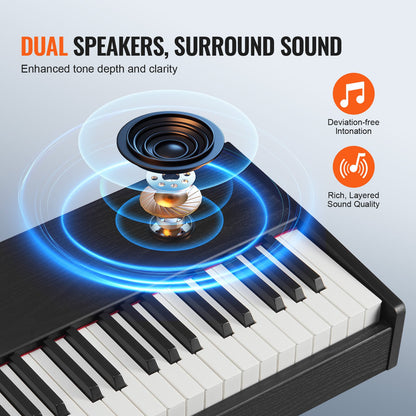 Weighted Digital Piano, 88 Key Fully Weighted Keys, Electric Piano Dual Keyboard & Speakers with Sustain Pedal Headphone 200 Tones & Rhythms, Support Bluetooth/USB/MIDI, for Beginners Teachers