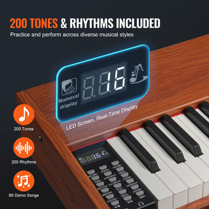 Weighted Digital Piano, 88 Key Fully Weighted Keys, Electric Piano Dual Keyboard & Speakers Four Legged Piano Stand with Headphone 200 Tones & Rhythms, Support Bluetooth/USB/MIDI, for Beginners