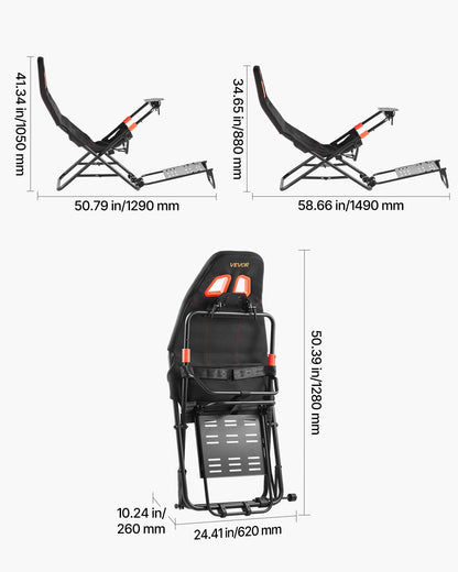 Portable Racing Wheel Stand, Foldable & Adjustable Steering Sim Wheel Stand, 470 mm Seat Inner Width, Compatible with Logitech G923/G920/G29, Thrustmaster T248P, Fanatec, Hori, Mad Catz, Black