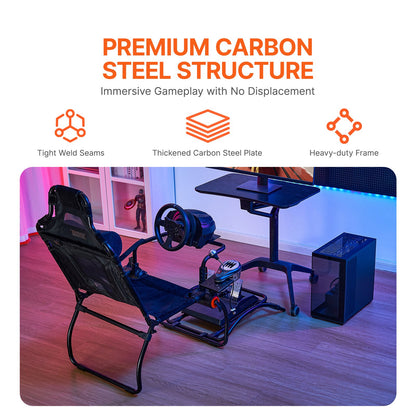 Hopfällbart rattstativ för Logitech G923/G920/G29, rattstativ och fotpedal, justerbar vinkel, bärbar stålkörsimulatorcockpit - Thrustmaster T248P, Fanatec, Hori, kompakt