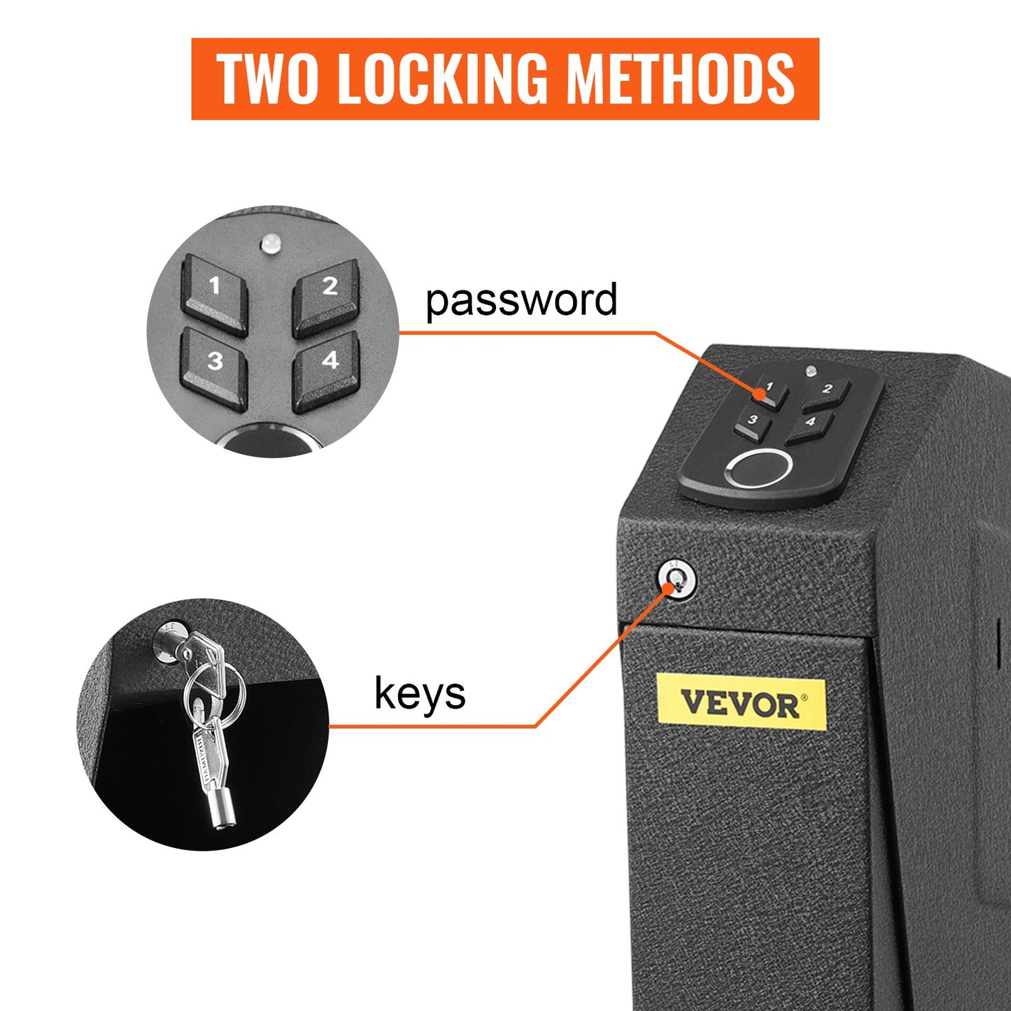 Handgun Safe Box Fingerprint Pistol Gun Safes Gun Storage Case Handgun Holder Quick Access Security Lock Key Vault