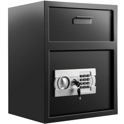 Digital Depository Safe 48 L Electronic Code Lock, Deposit Safe with Two Emergency Keys and Deposit Slot, Restaurant Safe Made of Carbon Steel, Depository Box for Home, Hotel and Office