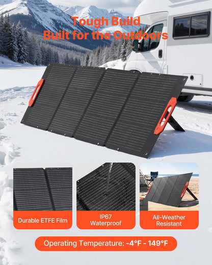 150W Foldable Monocrystalline Solar Panel, 23% Efficiency Portable ETFE Mono Solar Panel Charger with MC4 Output, Type-C, QC3.0 USB & DC Ports, IP67 Waterproof for Power Stations Camping Hiking