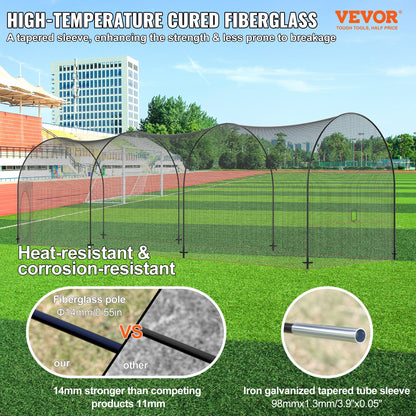 Baseball Batting Cage, Softball and Baseball Batting Cage Net and Frame, Practice Portable Cage Net with Carry Bag, Heavy Duty Enclosed Pitching Cage, for Backyard Batting Hitting Training, 40FT