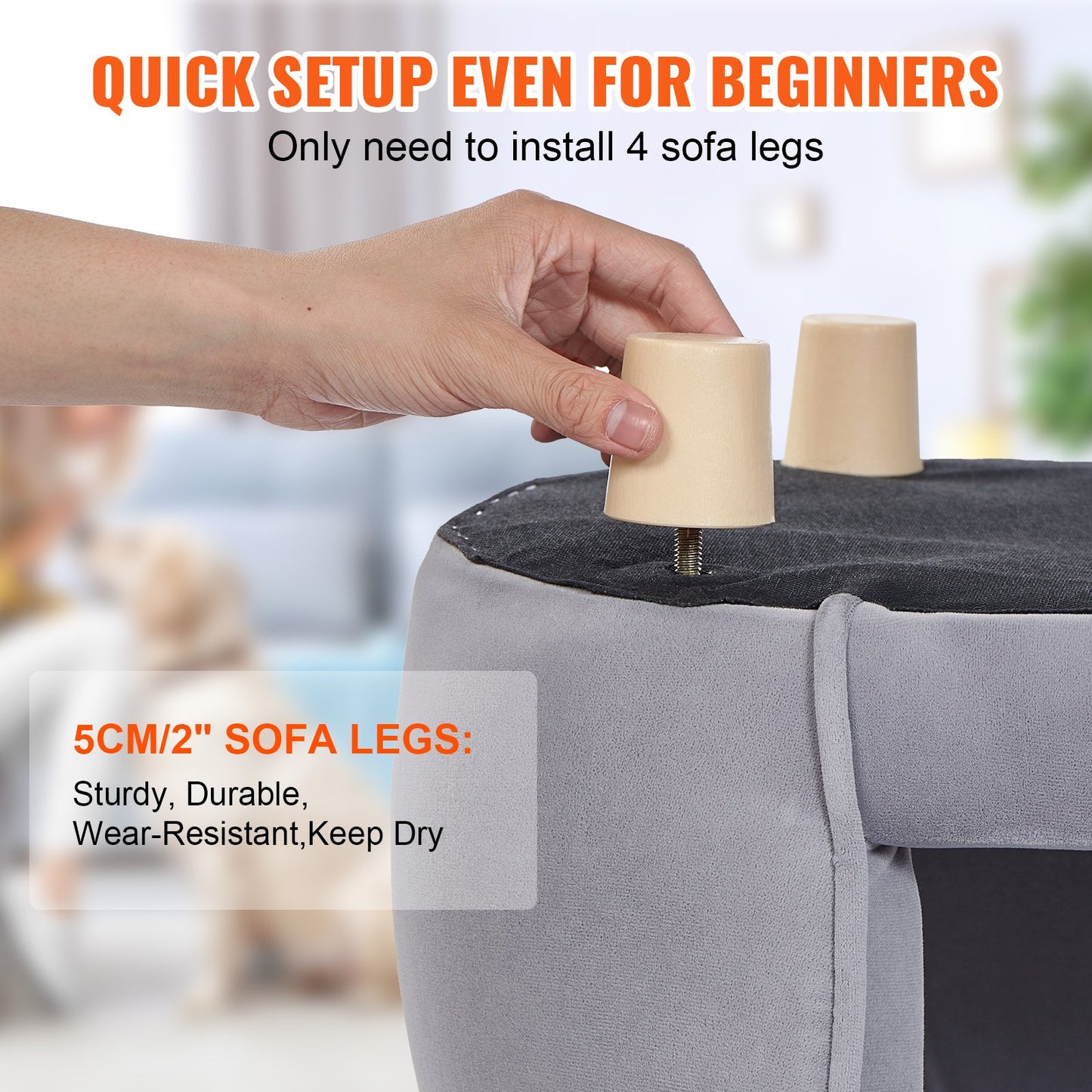 Husdjurssoffa, Hundbädd för små hundar och katter, Mjuk sammetslen hundbädd, 30 kg lastbar kattsoffa, Mörkgrå