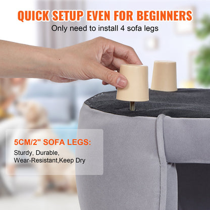 Husdjurssoffa, Hundbädd för små hundar och katter, Mjuk sammetslen hundbädd, 30 kg lastbar kattsoffa, Mörkgrå