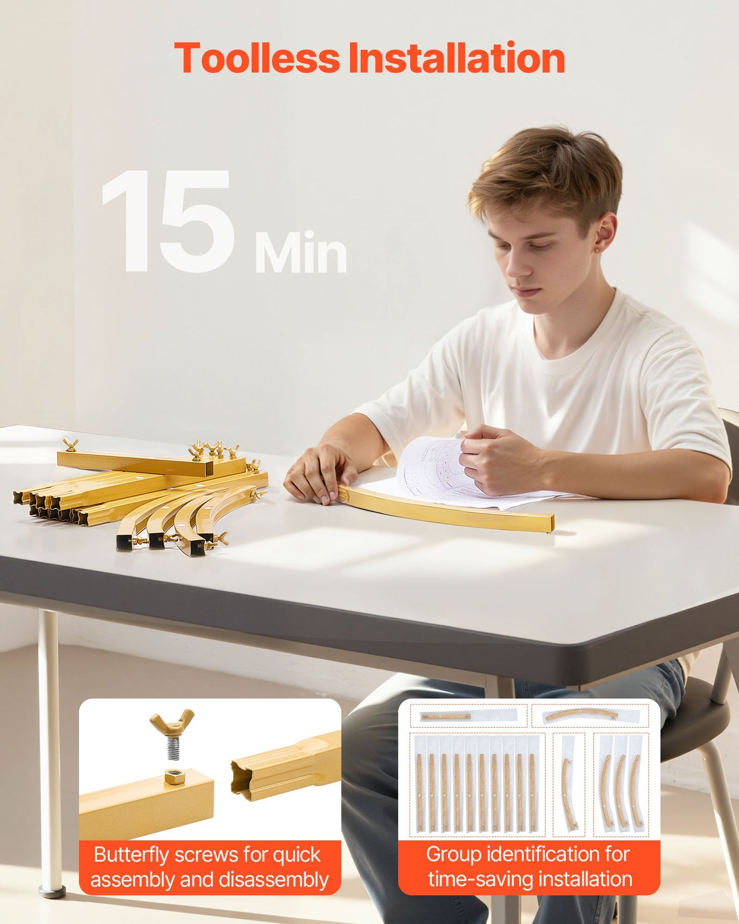 Arch Backdrop Stand, 2.2 x 1.2 m, Stable Structure, Easy Assembly, 1 Piece Gold Metal Arch Backdrop Stand with Cover for Wedding, Birthday Party, Holiday Celebration, and Ceremony Decoration