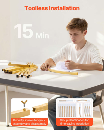 Arch Backdrop Stand, Set of 2, 2.2 m and 1.8 m, Stable Structure, Easy Assembly, Gold Metal Arch Backdrop Stand with Cover for Wedding, Birthday Party, Celebration, and Ceremony Decoration