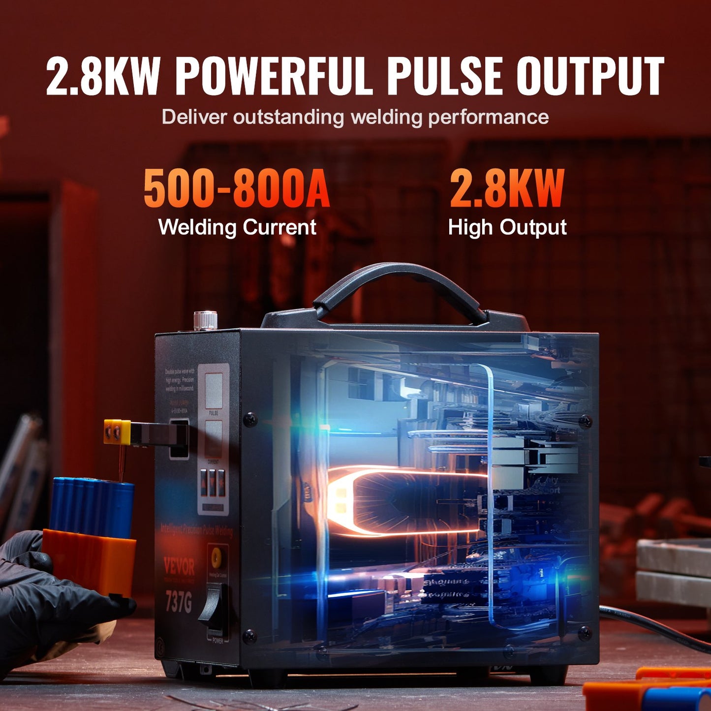 Battery Spot Welder, 737G Pulse Spot Welder, Portable High-Power Battery Welding Machine Soldering Station with 2 Welding Modes and LED Lighting for 0.12mm Pure Nickel, 18650 14500 Battery Pack