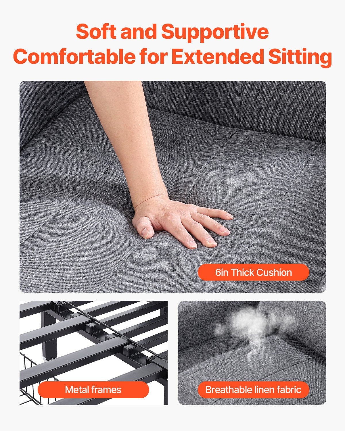 Sleeper Sofa Bed, Convertible Sleeper Bed with Side Pocket, Pillow, Armrest and Desk Board, 5 Adjustable Angles Backrest, Single Pull Out Sofa Couch with 2 Wheels and Bottom Storage, Gray