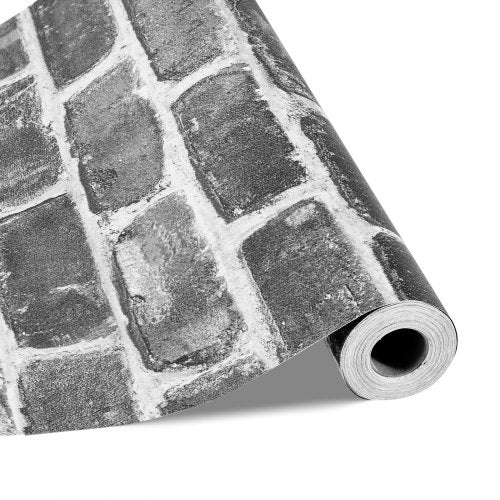 Peel and Stick Wallpaper, 45cm x 10m Contact Paper Gray Brick Waterpoof Self Adhesive, Easy to Clean & Peel Wall Decorative Vinyl Roll for Bedroom Kitchen Office Bathroom Desk