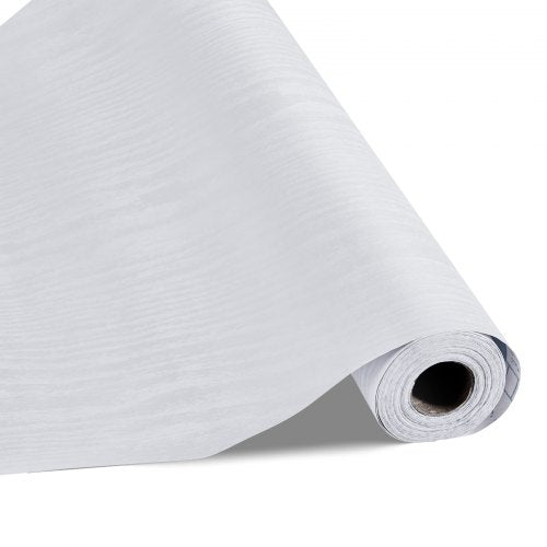 Peel and Stick Wallpaper, 45cm x 10m Contact Paper White Wood Grain Waterpoof Self Adhesive, Easy to Clean & Peel Wall Decorative Vinyl Roll for Bedroom Kitchen Office Bathroom Desk
