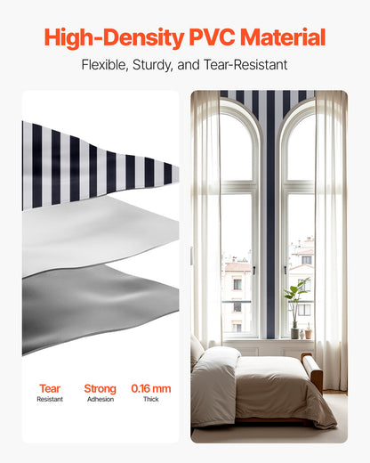 Självhäftande tapet, 45 cm x 15 m, svartvitt, modernt, geometriskt, vattentätt, självhäftande, lätt att rengöra, väggdekorativ vinylrulle för sovrum, kök, kontor, badrum