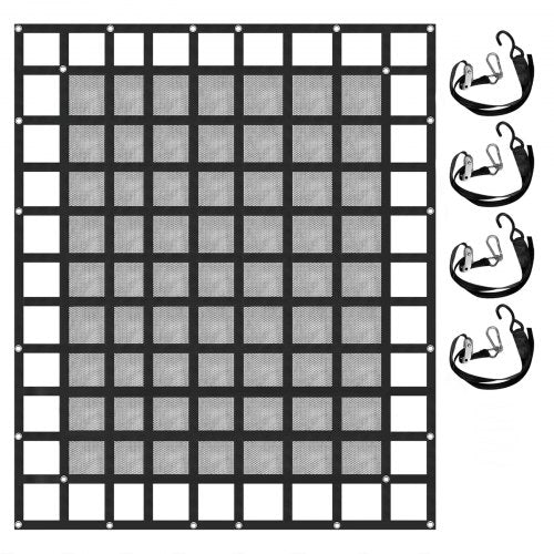 Cargo Net with Mesh, 8' x 6.7' Cargo Net for Pickup Truck Bed, Heavy Duty Cargo Nets with Cam Buckles & S-Hooks & Cross Strap, Truck Bed Cargo Net for Trailer SUV Jeeps(96" x 80")