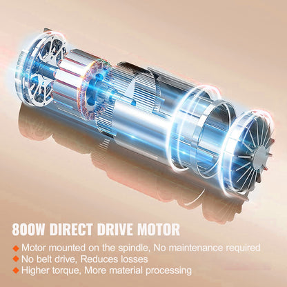 Mini-metallsvarv, 17,8 cm x 40,7 cm, 800 W precisionsbänksvarv för metall, 150–2500 varv/min steglöst variabel hastighet, med 9,9 cm 3-backs metallchuck för bearbetning av precisionsdelar