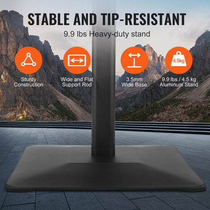 Skylthållare för piedestal, 11 x 17 tum, vertikalt och horisontellt justerbart affischstativ, kraftig golvstående skylthållare med metallbas för visning, reklam och utomhusbruk, svart