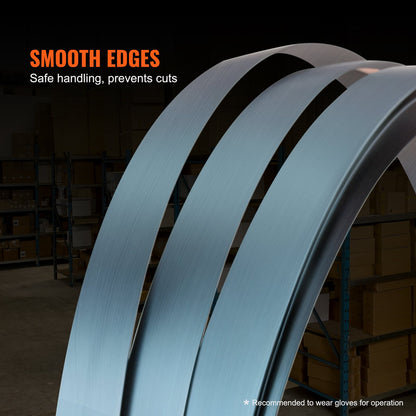 Packaging Steel Strapping Roll, 330' Length x 1/2" Width x 0.016" Thickness, 1100 lbs Break Strength, Heavy Duty Banding Pallet Strap Coil, Portable Strong Banding Packing Metal Straps, Black