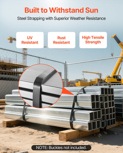 Steel Strapping Coil, 19 mm x 0.55 mm x 500 m, Metal Strapping Banding Roll Withstands Harsh Environment, 771 kg Break Strength, Heavy Duty Banding Pallet Strap Coil for Pallet Packing