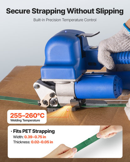 Elektrisk bandningsmaskin, 2 x 4000mAh batterier, automatiskt bandningsverktyg med digital display för 10-19 mm breda PET-band, bandningsspännmaskin för förpackningskartonger och pallar