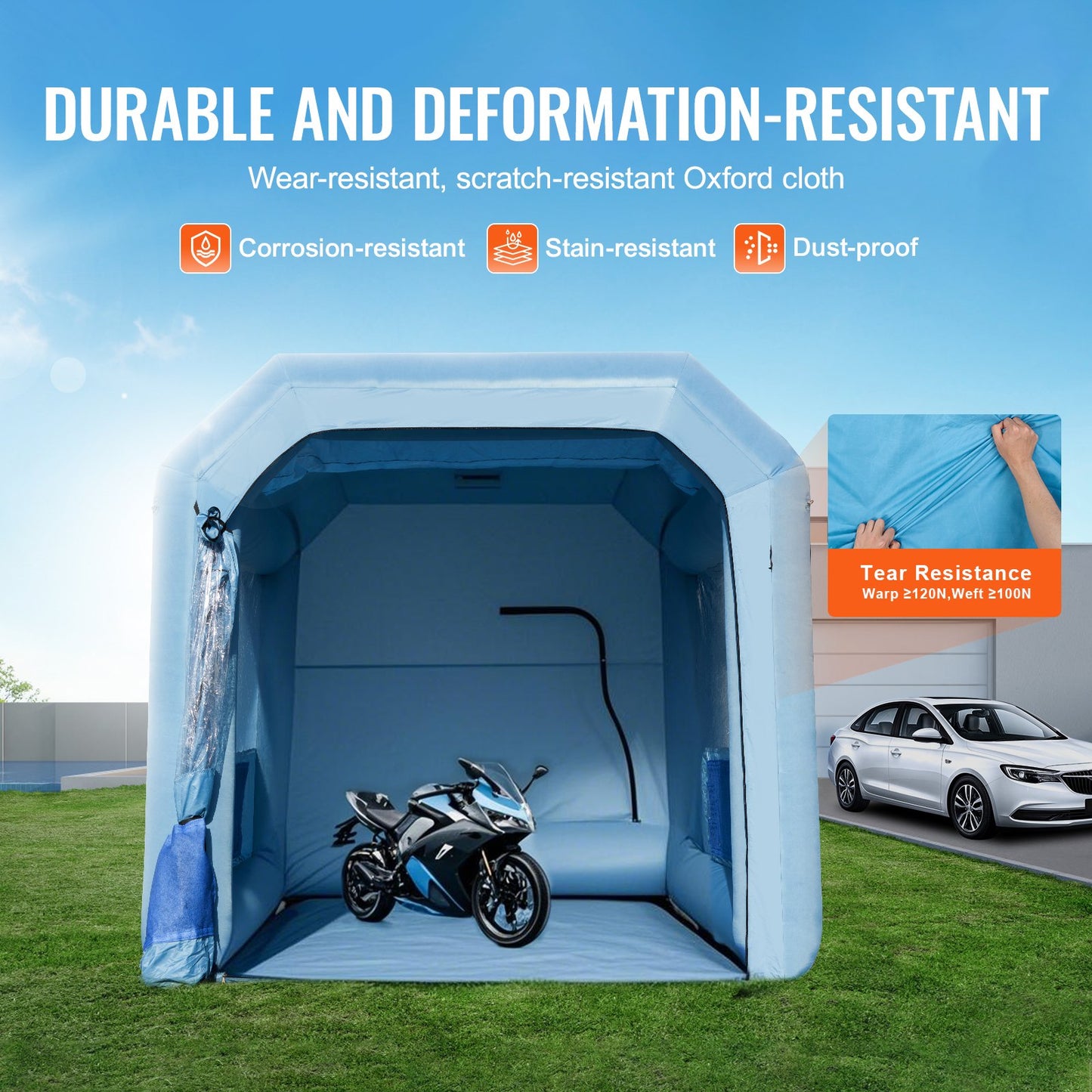 Uppblåsbar målarbox, 13,1 x 9,8 x 9 fot/4 x 3 x 2,7 m uppblåsbar sprutbox, med 750 W kraftfull fläkt och luftfiltersystem, bärbar billackeringsbox för motorcykel, cykel, målning av bildelar