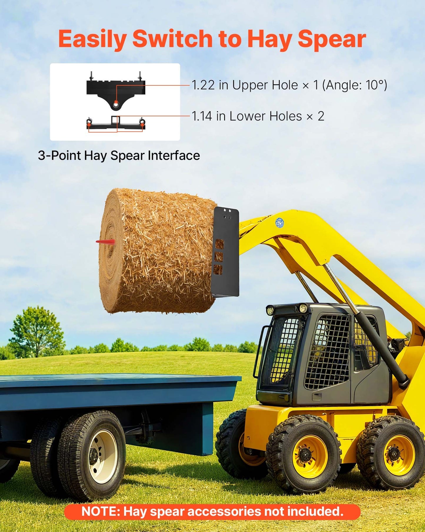 Komplett pallram, 1814 kg nominell lastkapacitet, 115 cm pallgaffelramfästen med 50,8 mm dragkrokfäste och spjuthylsor, passar för lastare traktorer, snabbfäste, endast ram