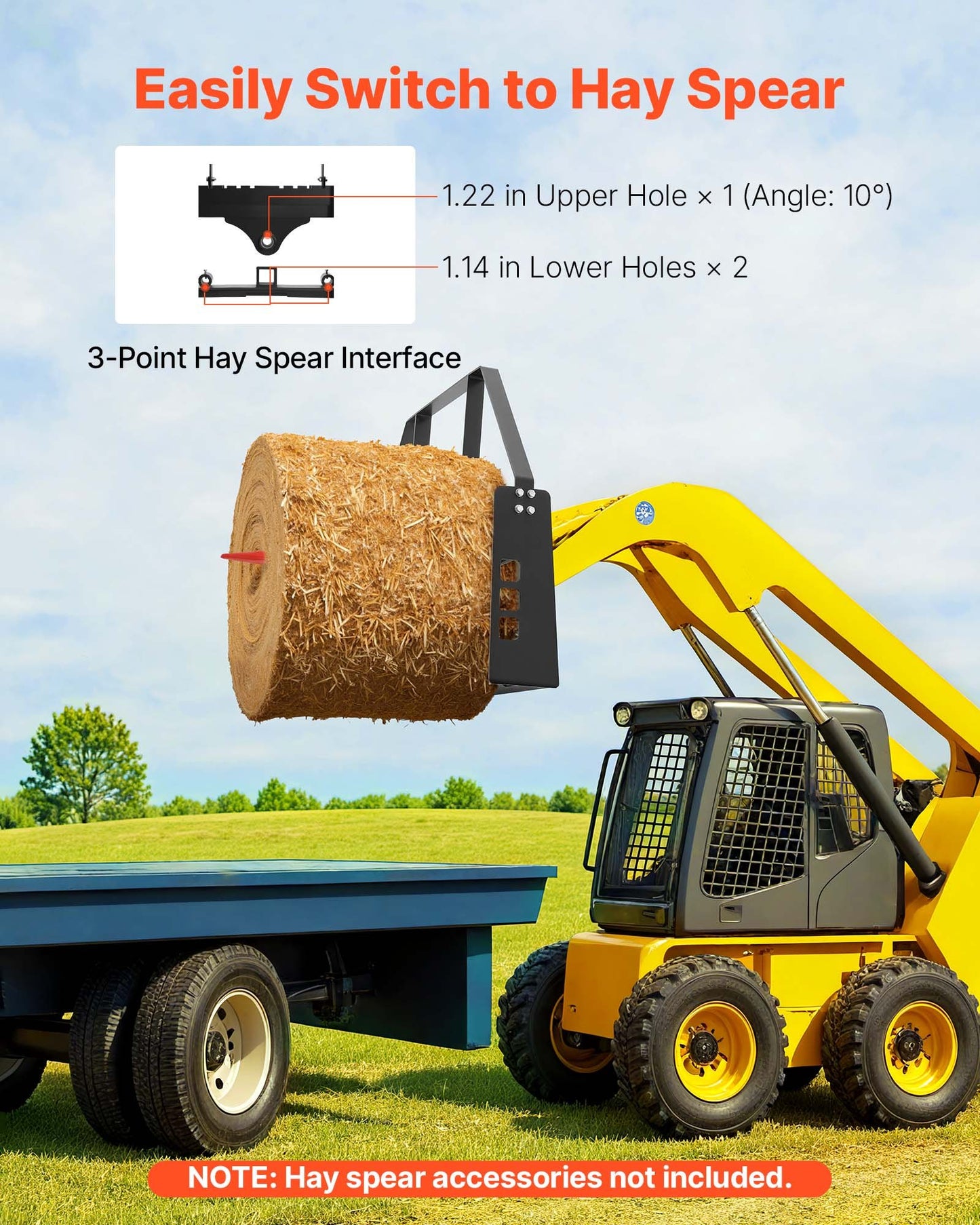 Komplett pallgaffelram, 1814 kg nominell kapacitet, 115 cm pallgaffelramfästen med 50,8 mm dragkrokfäste och spjuthylsor, passar för snabbkopplingstraktorlastare, endast ram