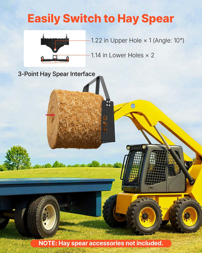 Komplett pallgaffelram, 1814 kg nominell kapacitet, 115 cm pallgaffelramfästen med 50,8 mm dragkrokfäste och spjuthylsor, passar för snabbkopplingstraktorlastare, endast ram