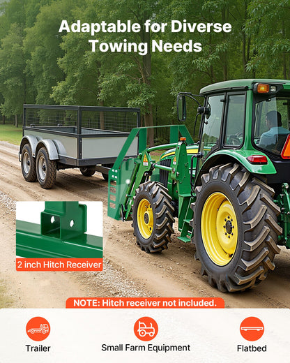 Skid Steer Pallet Forks, 1814 kg Rated Load Capacity, Pallet Fork Frame Attachment with 122 cm Pallet Forks Forklift Blades, 50.8 mm Hitch Receiver & Spear Sleeves, Fit for JD Tractors