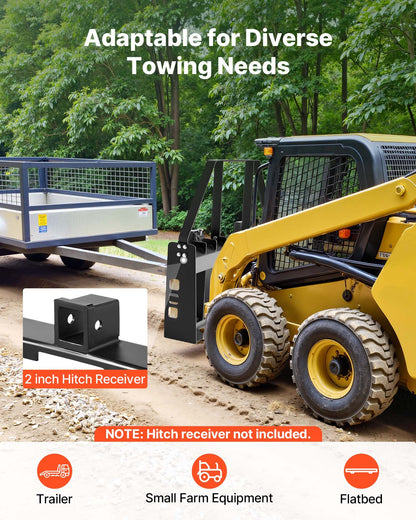 Skid Steer Pallet Forks, 1814 kg Rated Capacity, Pallet Fork Frame Attachment with 122 cm Pallet Forks Forklift Blades, 50.8 mm Hitch Receiver & Spear Sleeves, Fit for Skid Steers, Tractors