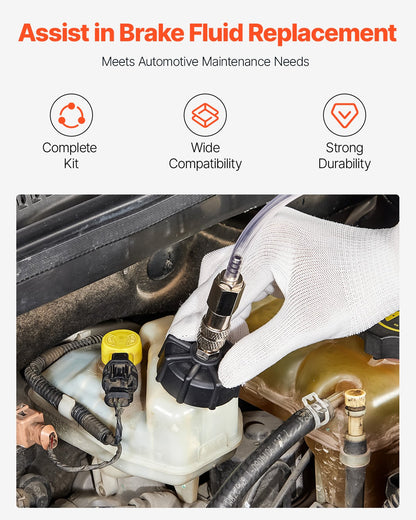 Bromshuvudluftningssats, 12 delar, professionell bromsluftningsadaptersats med komplett sats och handtag, hållbar bromsluftningsadapter för bromsvätskepåfyllning, passar de flesta nya och gamla fordon