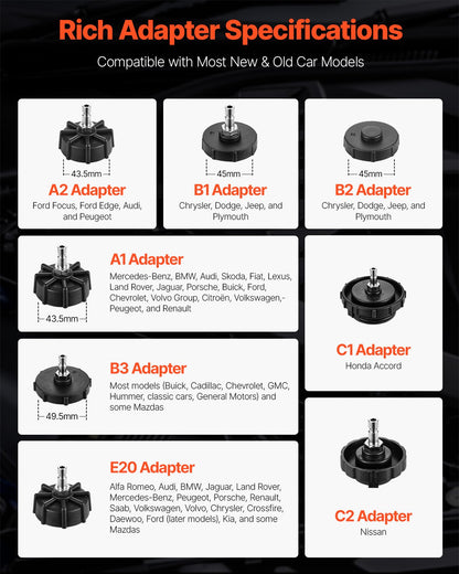 Bromshuvudluftningssats, 12 delar, professionell bromsluftningsadaptersats med komplett sats och handtag, hållbar bromsluftningsadapter för bromsvätskepåfyllning, passar de flesta nya och gamla fordon