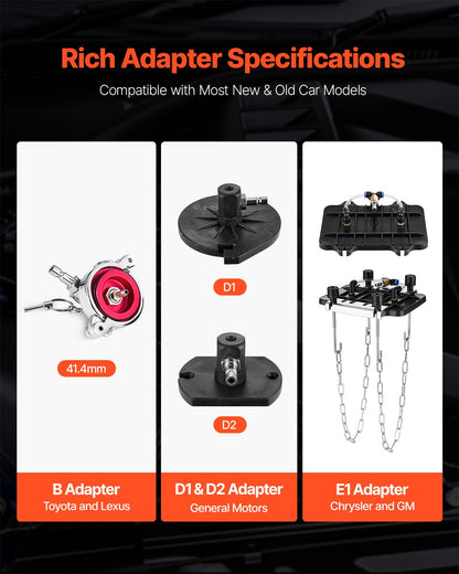 Bromshuvudluftningssats, 12 delar, professionell bromsluftningsadaptersats med komplett sats och handtag, hållbar bromsluftningsadapter för bromsvätskepåfyllning, passar de flesta nya och gamla fordon