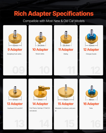 Brake Master Bleeder Kit, 17 Pcs, Professional Brake Bleeder Adapter Set with Complete Kit & Handle, Durable Brake Bleeder Adapter for Brake Fluid Filling Fit for Most New & Old Vehicles