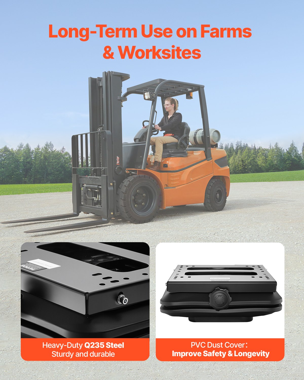 Seat Suspension Kit Without Seat Slider Track, Universal Air Ride Seat Suspension for Zero Turn Lawn Mower, with Dustcover, Tractor Seat Suspension ‎Kit for Forklift, Bulldozers