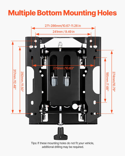 Seat Suspension Kit Without Seat Slider Track, Universal Air Ride Seat Suspension for Zero Turn Lawn Mower, Adjustable Tractor Seat Suspension ‎Kit Compatible with Forklift, Bulldozers Seat