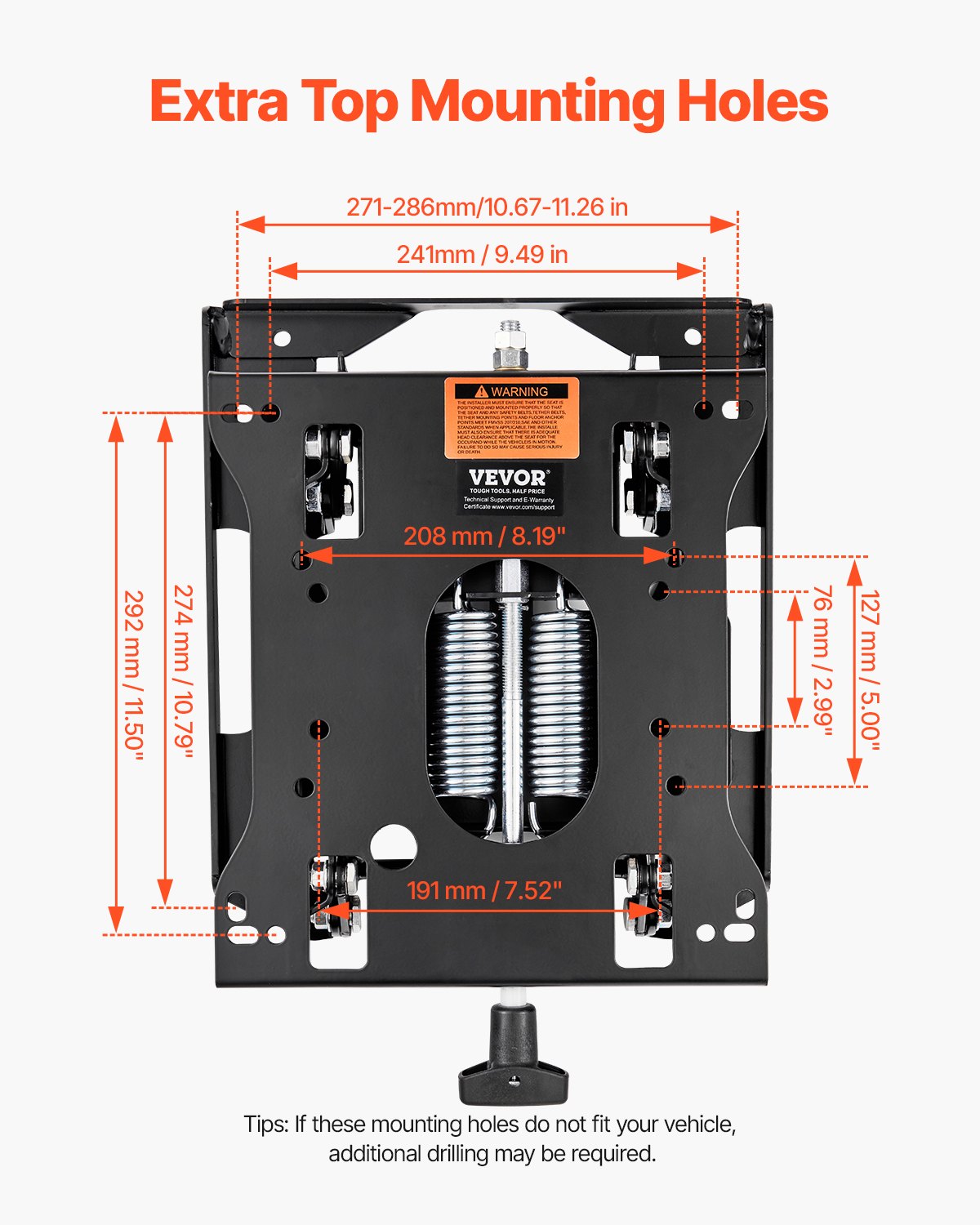 Seat Suspension Kit Without Seat Slider Track, Universal Air Ride Seat Suspension for Zero Turn Lawn Mower, Adjustable Tractor Seat Suspension ‎Kit Compatible with Forklift, Bulldozers Seat