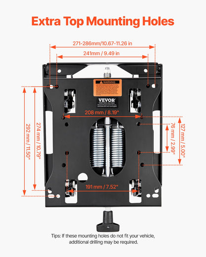 Seat Suspension Kit Without Seat Slider Track, Universal Air Ride Seat Suspension for Zero Turn Lawn Mower, Adjustable Tractor Seat Suspension ‎Kit Compatible with Forklift, Bulldozers Seat