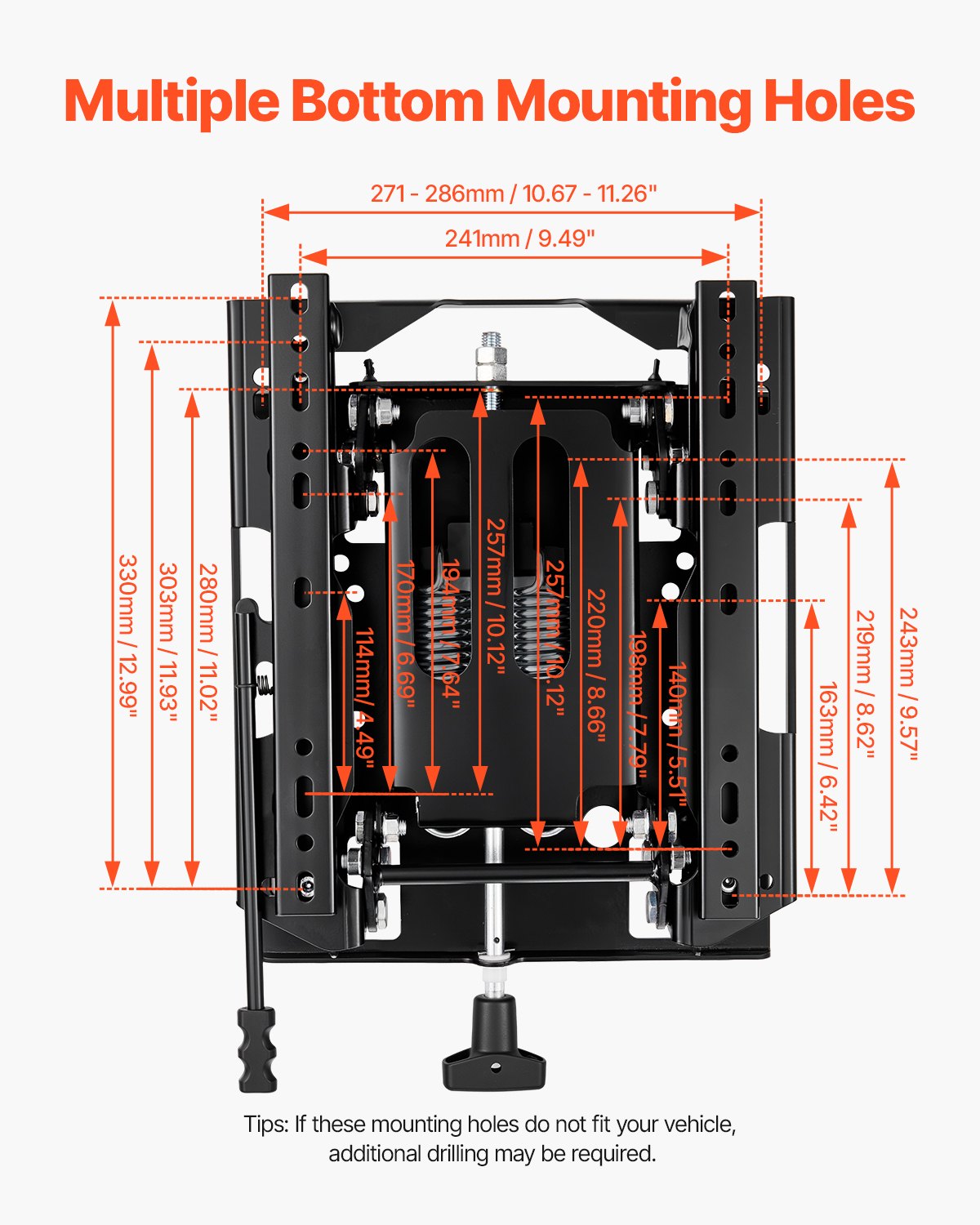 Seat Suspension Kit with Seat Slider Track, Universal Air Ride Seat Suspension for Zero Turn Lawn Mower, 6in Front-to-Back Adjustable, Tractor Seat Suspension ‎Kit for Forklift, Bulldozers
